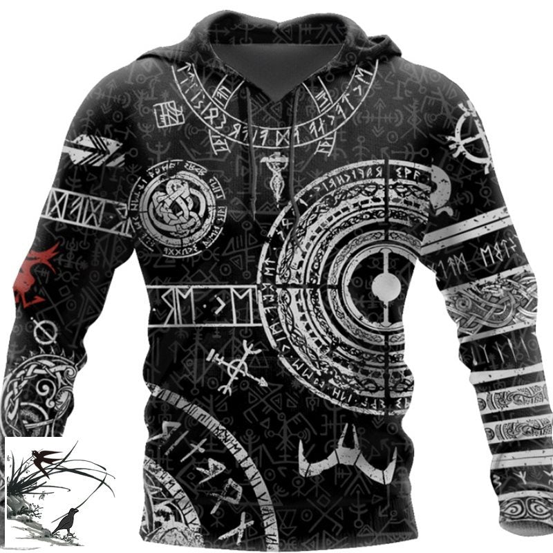 Viking Odin tatouage D imprimé sweat à capuche pour hommes