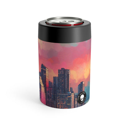 "Dusky Reflections: City Skyline at Sunset" - The Alien Can Holder