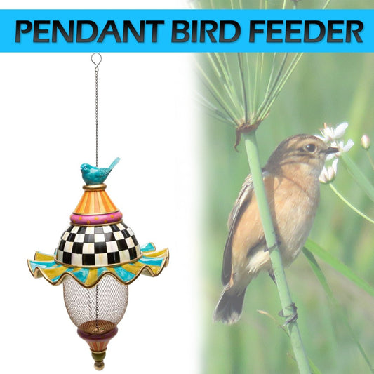 Metal Bird Feeder Creative Pattern Birdhouse Hanging Decor Garden Yard Window Parrot Feeding Pendant Decoration