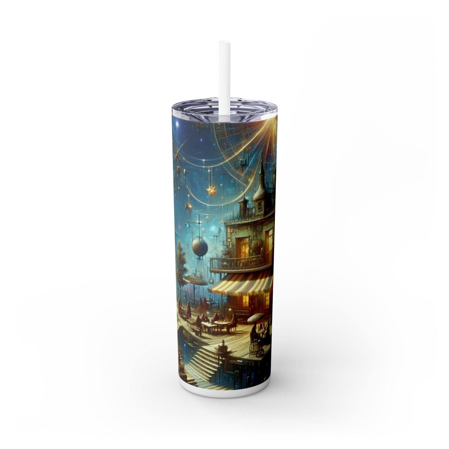 "Enchantement de cuisine : un monde fantaisiste d'objets vivants" - The Alien Maars® Skinny Tumbler with Straw 20oz Magic Realism