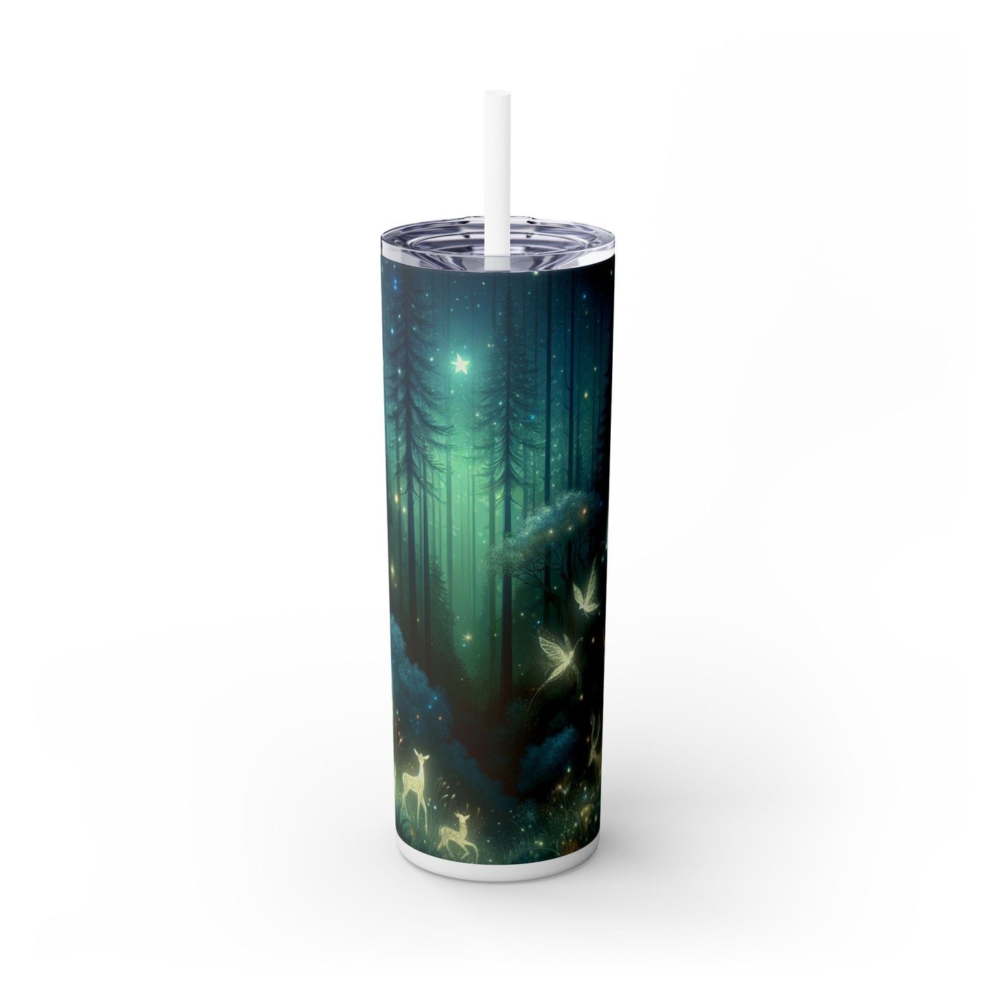 "Enchanted Night in the Whispering Woods" - The Alien Maars® Skinny Tumbler with Straw 20oz