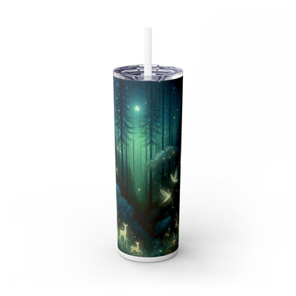 « Nuit enchantée dans les bois chuchotés » - Le verre fin Alien Maars® avec paille 20 oz