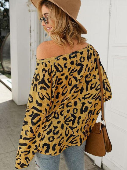 Off-the-shoulder leopard print top