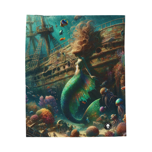 "Mermaid's Treasure: Exploring the Sunken Shipwreck" - The Alien Velveteen Plush Blanket