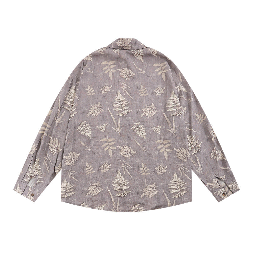 Men's Printed Leaves Digital Printed Shirt