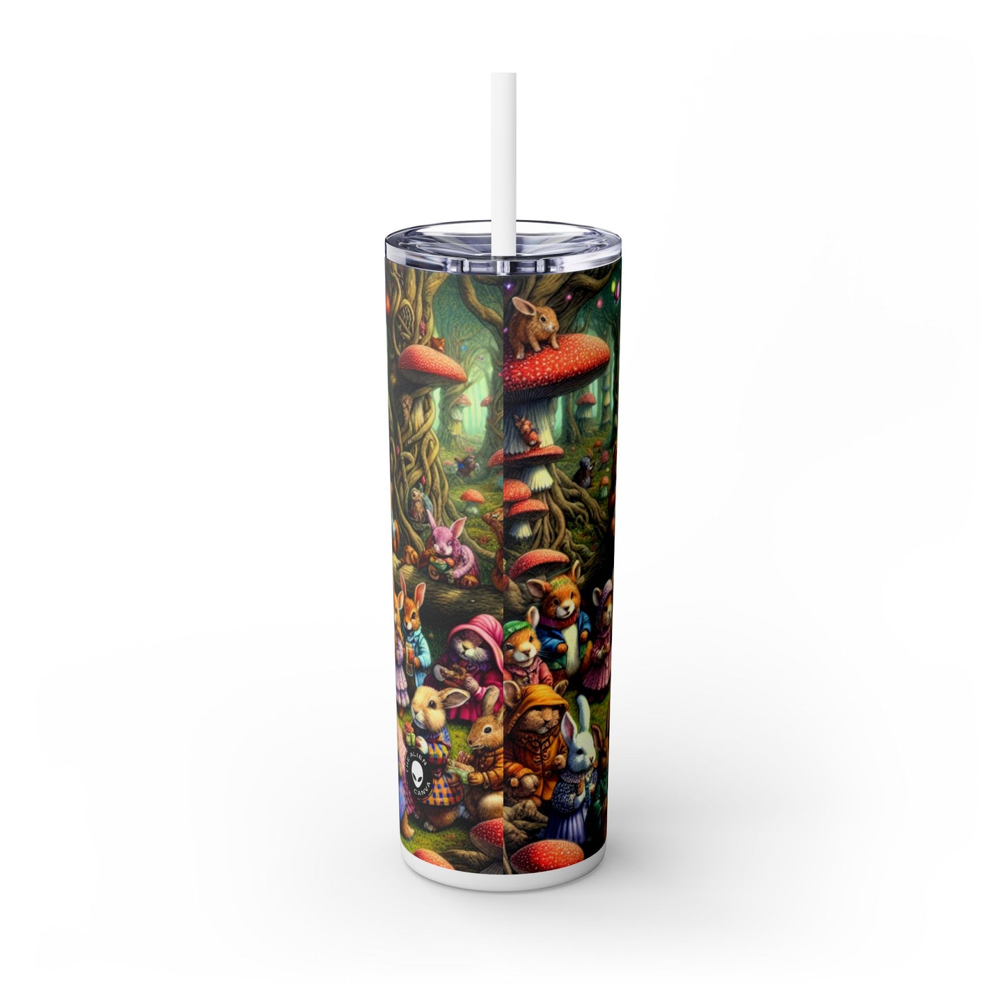 "Fantastical Forest Picnic: Animal Fashion Show" - The Alien Maars® Skinny Tumbler with Straw 20oz