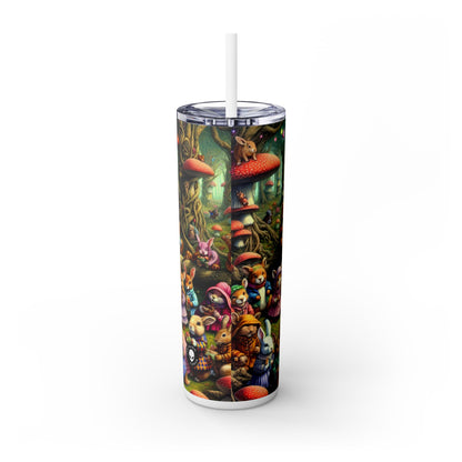 "Fantástico picnic en el bosque: desfile de moda animal" - Vaso estrecho con pajita de 20 oz de Alien Maars®