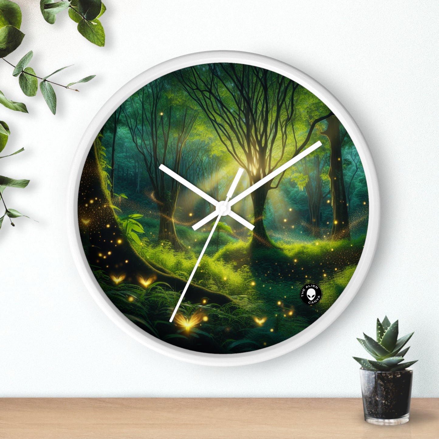 "Glowing Forest Magic" - The Alien Wall Clock