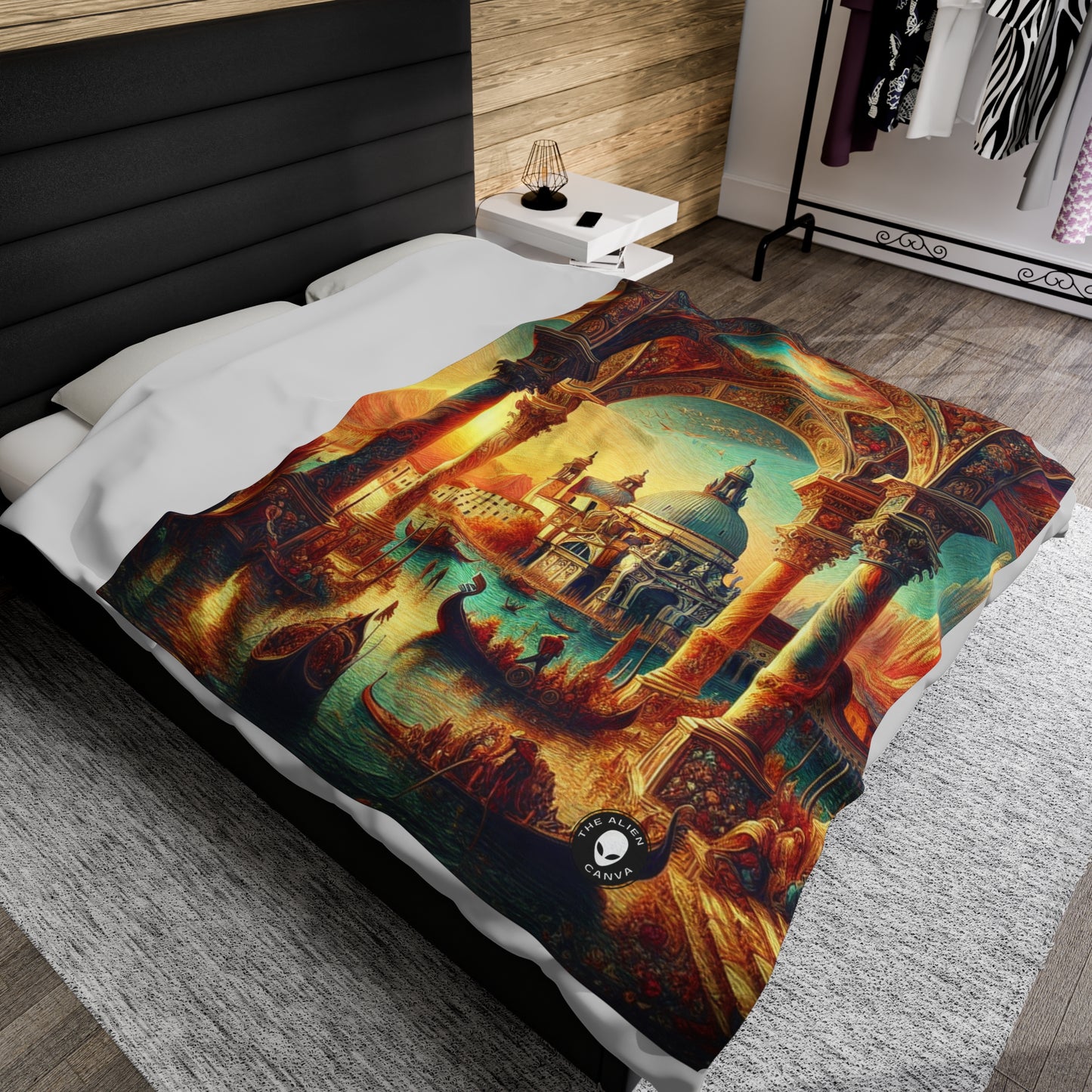 Venetian Dreams: A Fantastical Twist on the Famous Canals - The Alien Velveteen Plush Blanket Venetian School