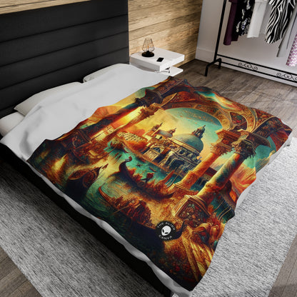 Venetian Dreams: A Fantastical Twist on the Famous Canals - The Alien Velveteen Plush Blanket Venetian School