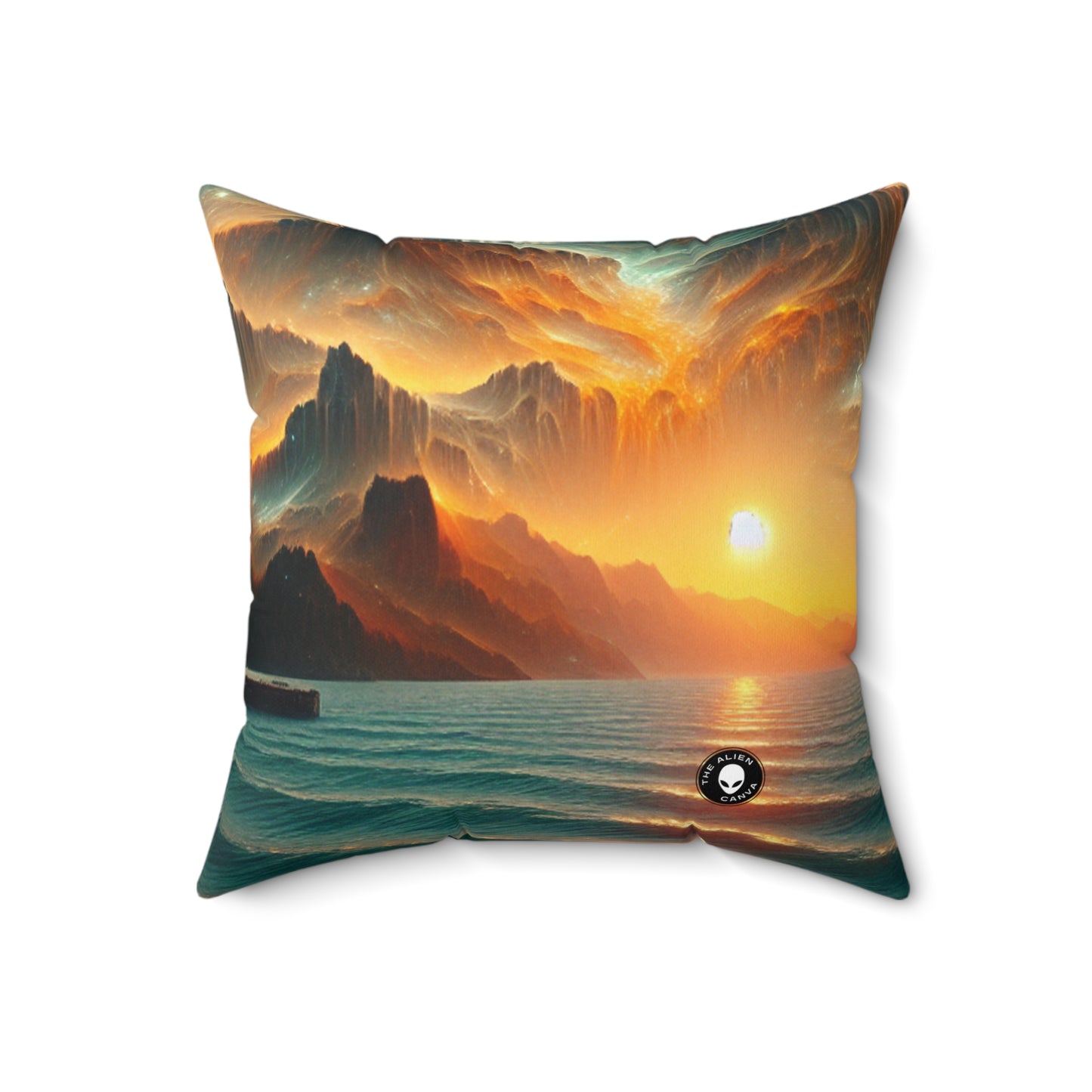 "Realism in Red: Capturing the Beauty of a Luscious Apple"- The Alien Spun Polyester Square Pillow Photorealism