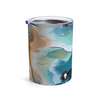 "Une vue sur la plage à travers un coquillage" - The Alien Tumbler 10oz Acrylique Pouring