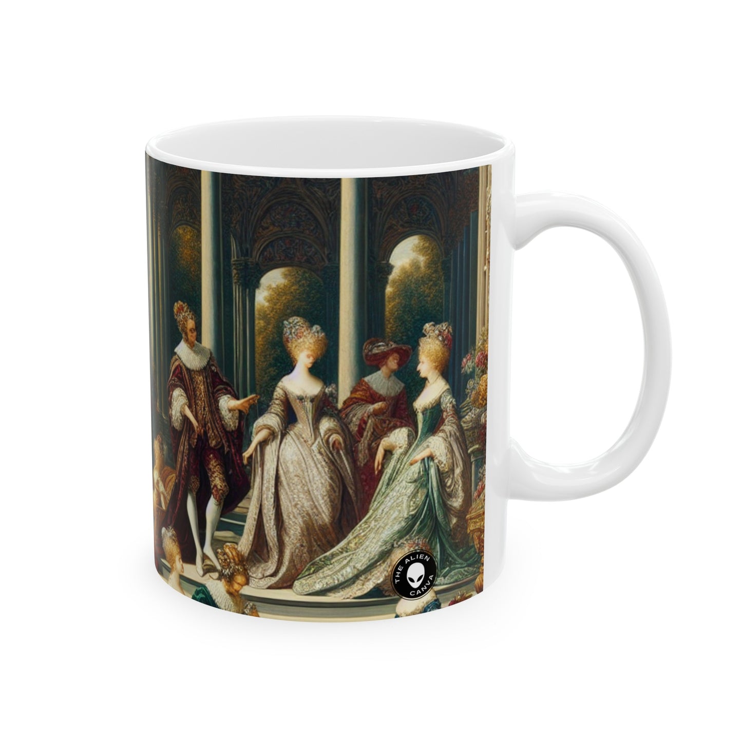 "Regal Elegance : Un portrait de jardin d'inspiration gothique" - La tasse en céramique Alien 11oz International Gothic