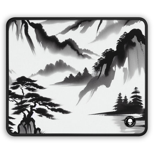 « Reflet de montagne : une peinture à l'encre zen sereine » - Le tapis de souris de jeu Alien Zen Ink Painting