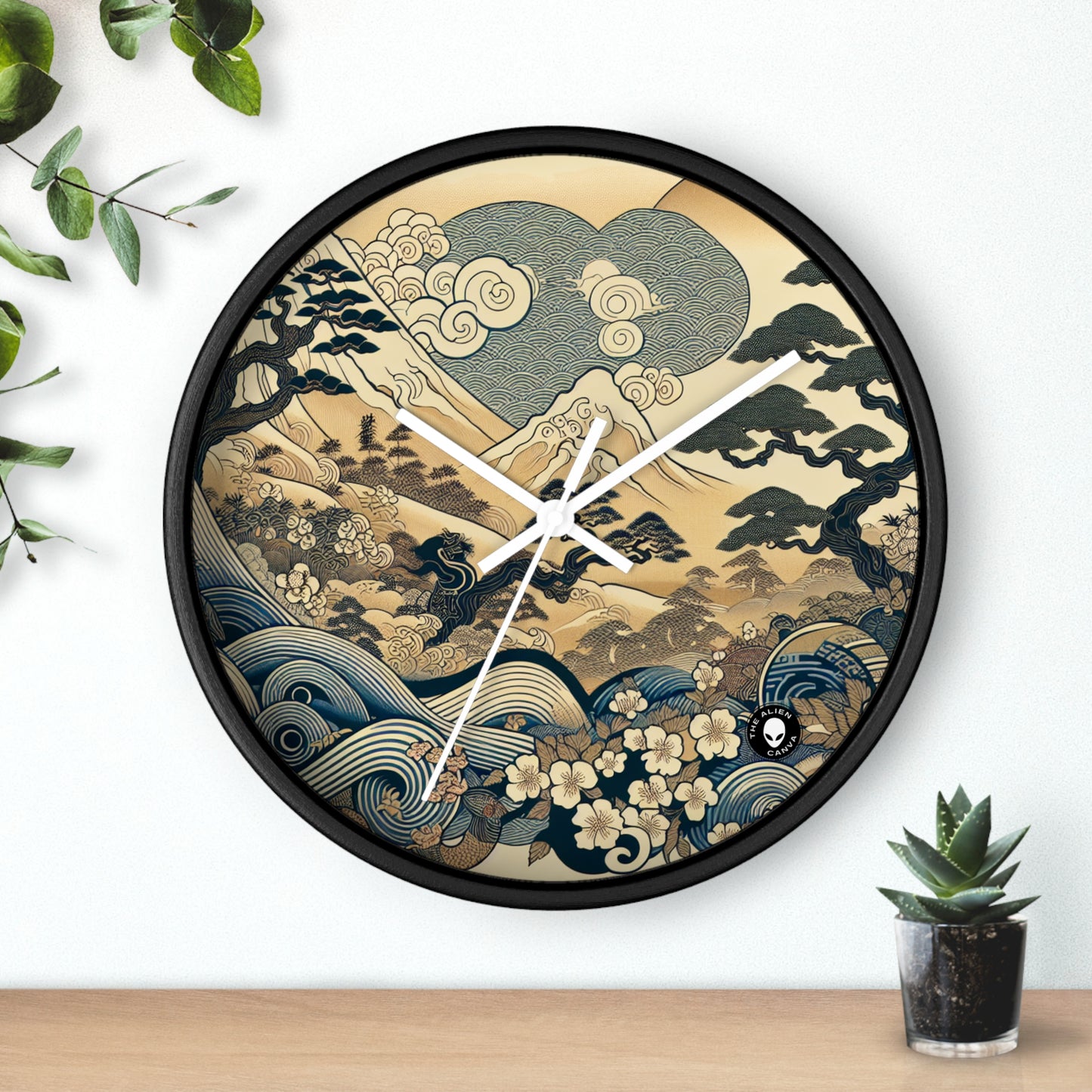 "Los sueños festivos de Edo" - El reloj de pared alienígena Ukiyo-e (impresión en madera japonesa)