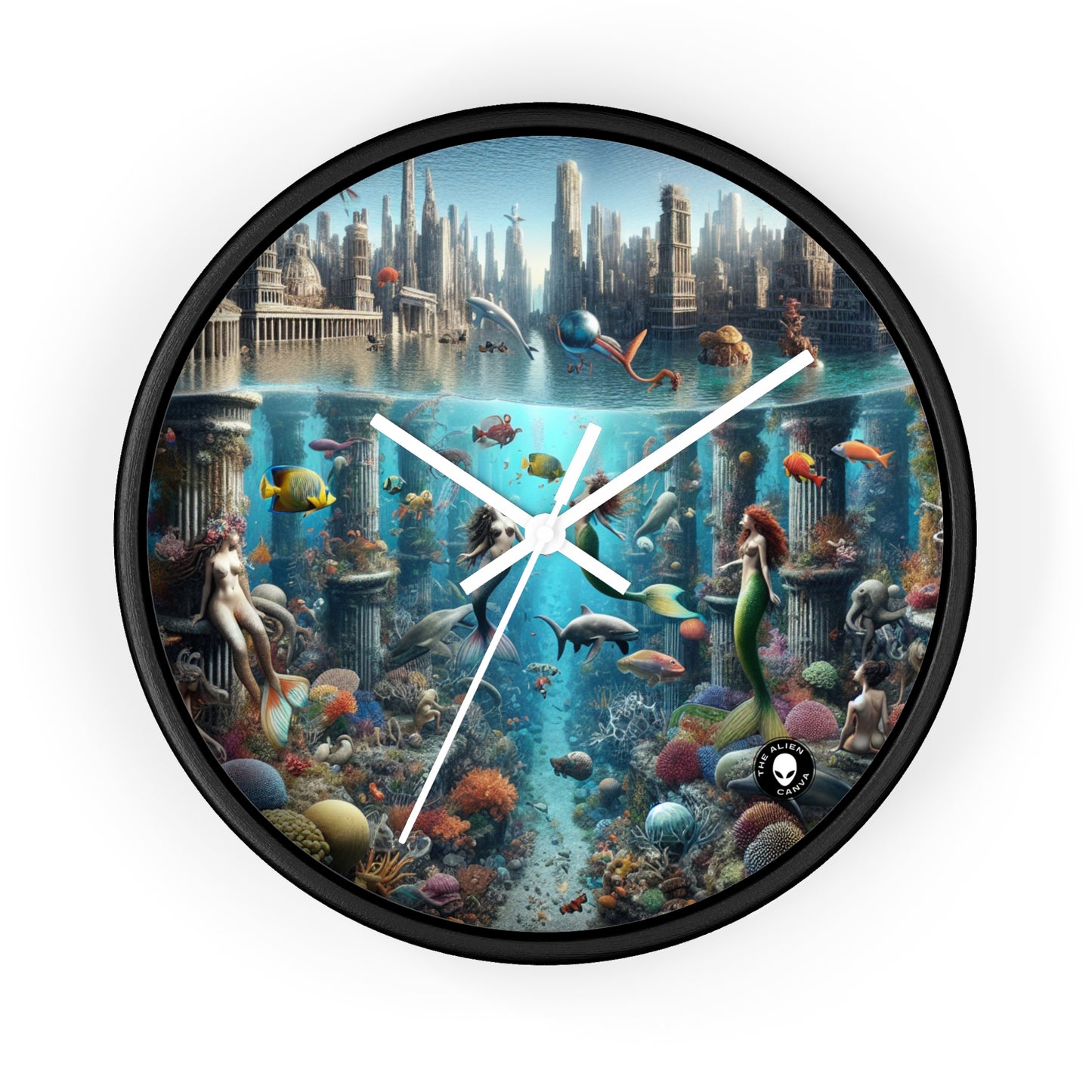 « Seascape Serenity : Un havre sous-marin » – L'horloge murale Alien