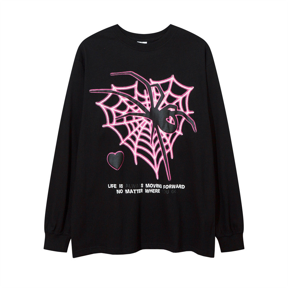 Camiseta de manga larga con estampado en forma de corazón y telaraña con sentido del diseño de High Street