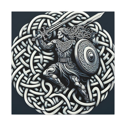 "Celtic Knight: Sword & Shield in Ancient Knots" - The Alien Canva Celtic Art Style