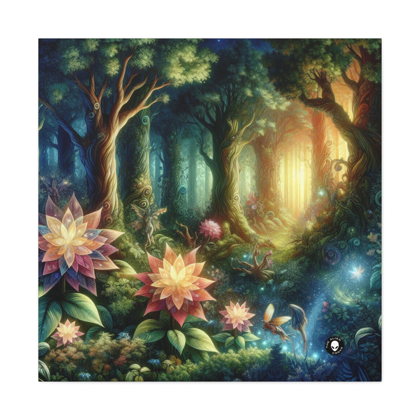 Bosque encantado: flores brillantes y seres místicos - The Alien Canva