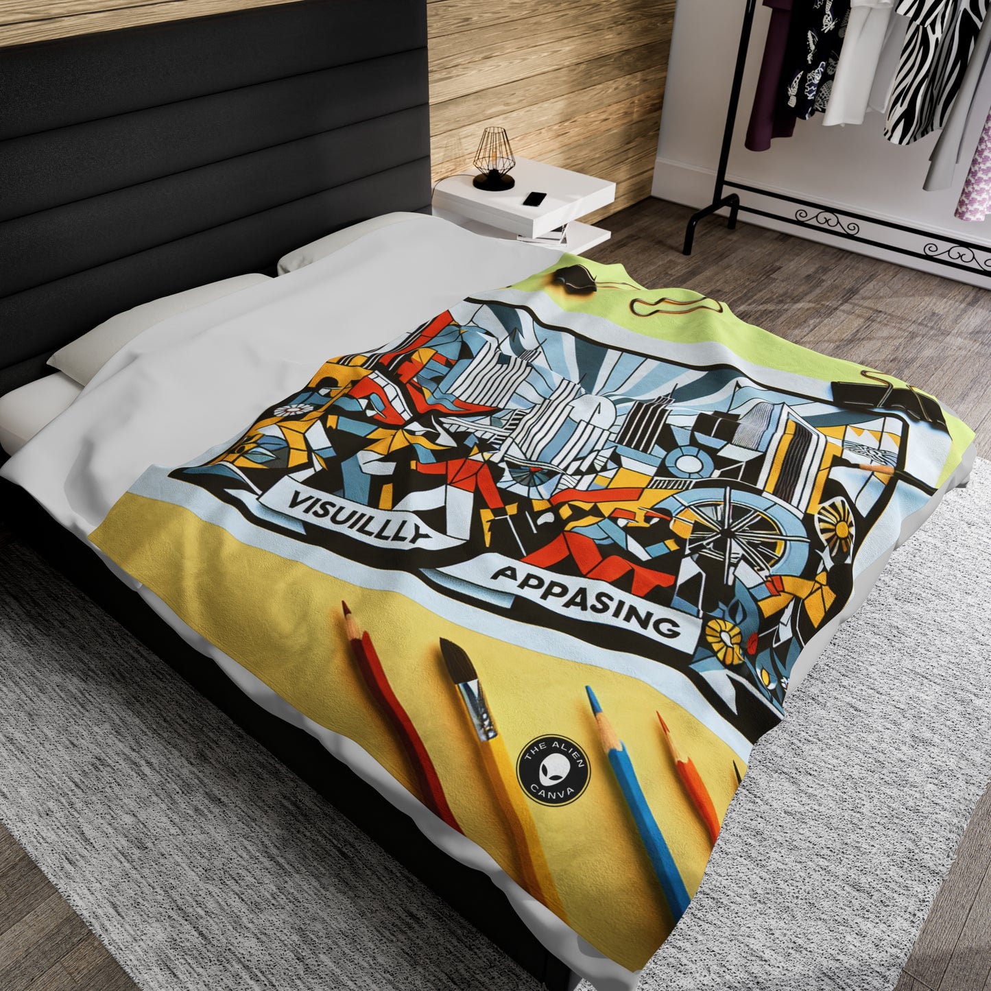 "Ciudad constructiva: una vibrante celebración del progreso urbano" - The Alien Velveteen Plush Blanket Constructivism