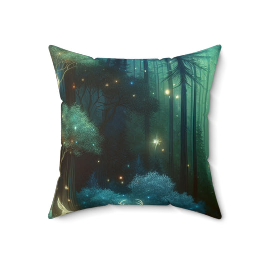 "Enchanted Night in the Whispering Woods"- The Alien Spun Polyester Square Pillow