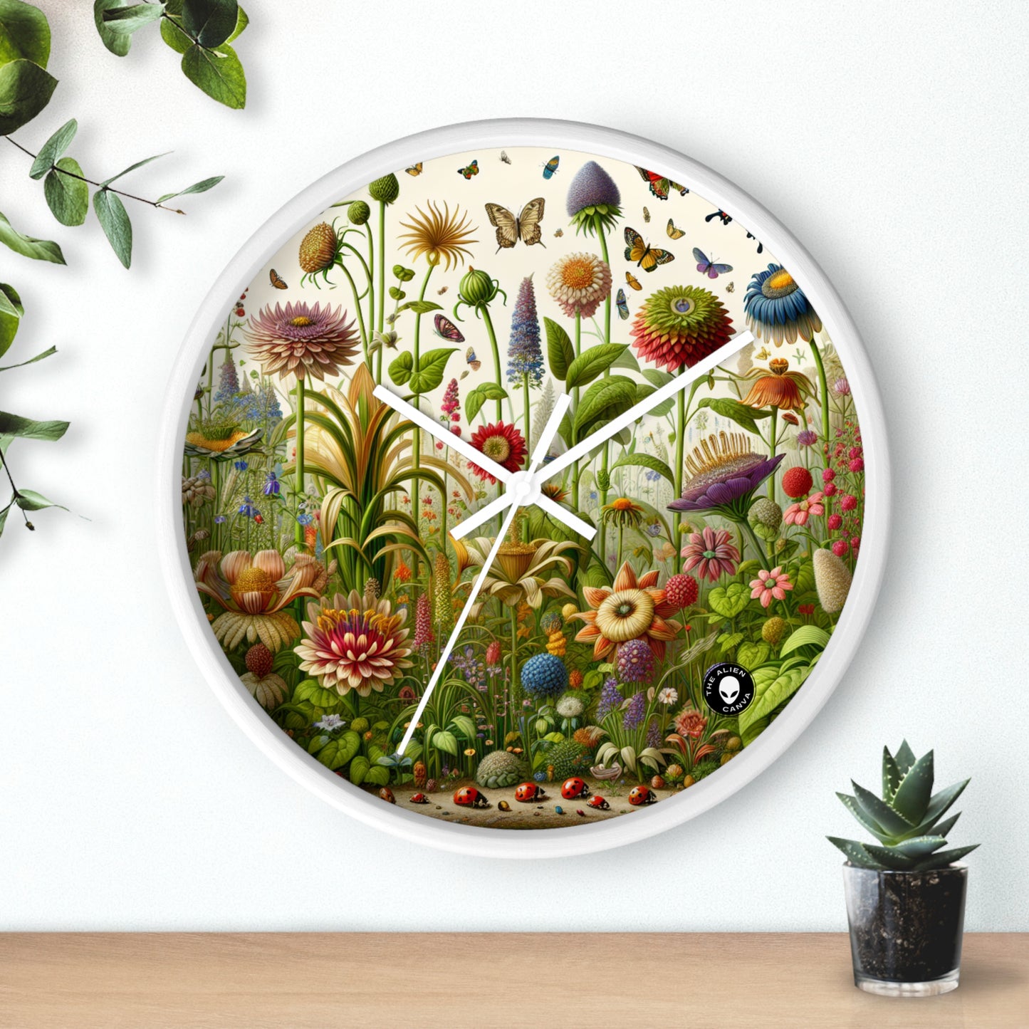 "Jardín encantado: una escena caprichosa" - El reloj de pared alienígena