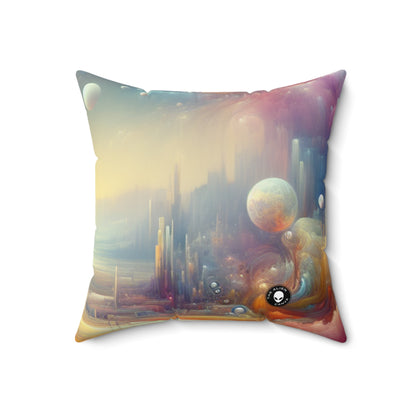 "Dreamscape Delights: A Surreal Painting"- The Alien Spun Polyester Square Pillow