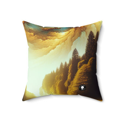 "Rebirth of the Forest: A Recycled Ecosystem"- The Alien Spun Polyester Square Pillow Environmental Art