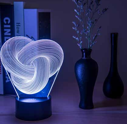 Lámpara de mesa 3D acrílica colorida táctil, luz nocturna LED 3D abstracta, iluminación decorativa, lámpara de ambiente para dormir para bebé, el mejor regalo