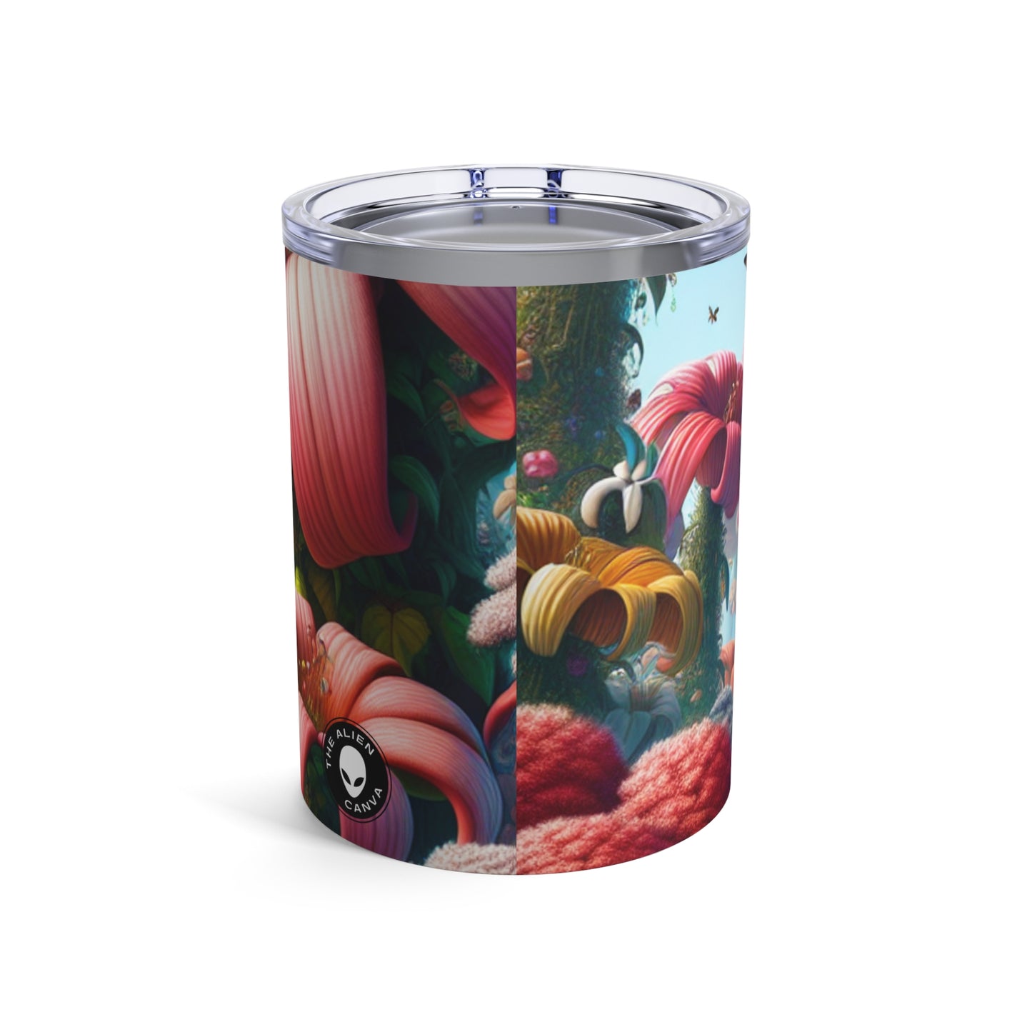 « Jardin fantaisiste : grandes fleurs et petites créatures » - Le verre Alien 10 oz