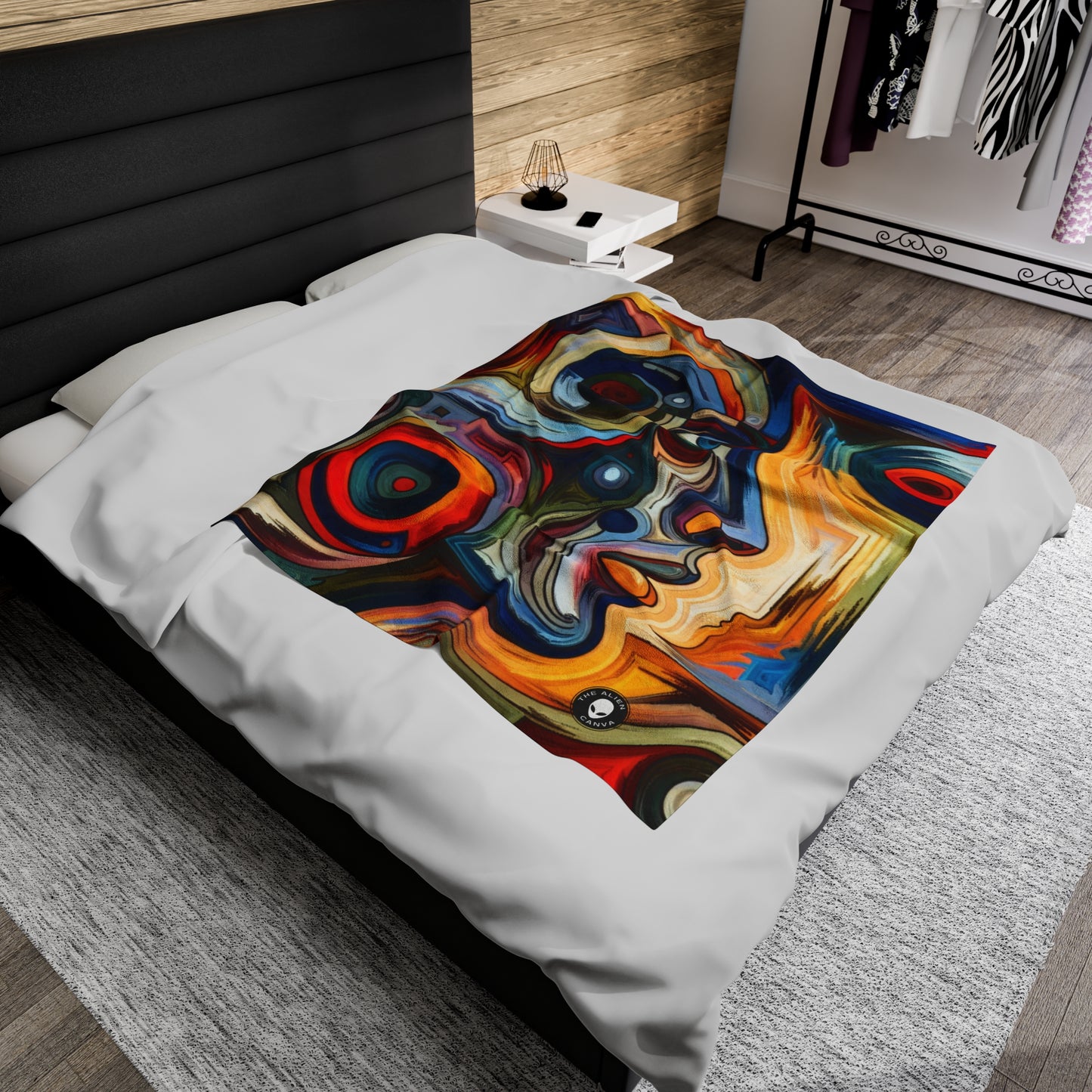 "Stormy Symphony: Une peinture expressionniste abstraite captivante" - L'expressionnisme de la couverture en peluche Alien Velveteen