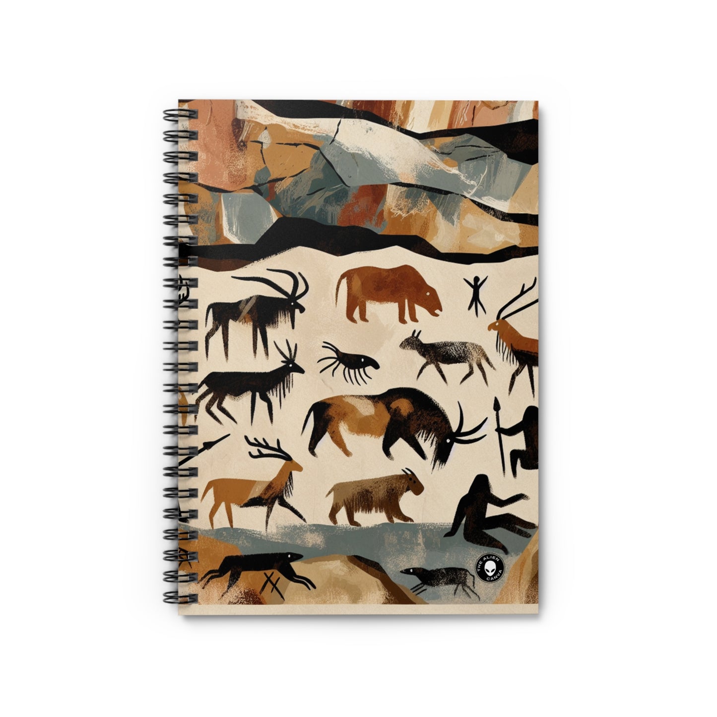 "The Discovery of Fire: A Cave Painting Tale" - The Alien Spiral Notebook (Ruled Line) Cave Painting