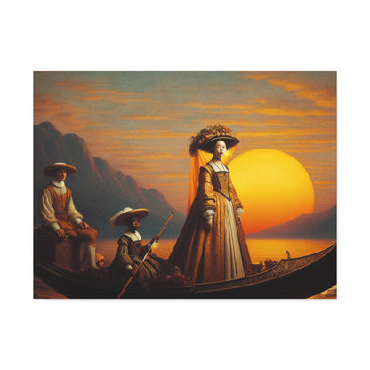 "Golden Twilight in the Italian Gondola" - The Alien Canva Renaissance Art Style