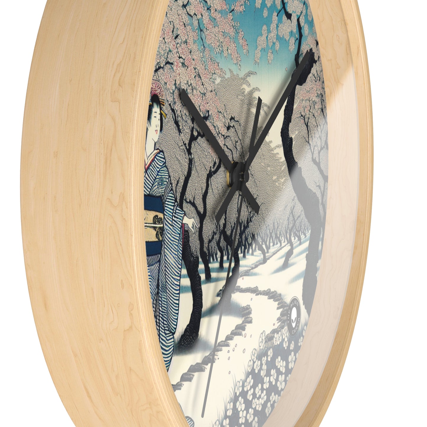 "Blossoming Sky" - L'horloge murale extraterrestre Ukiyo-e (impression japonaise sur bois)