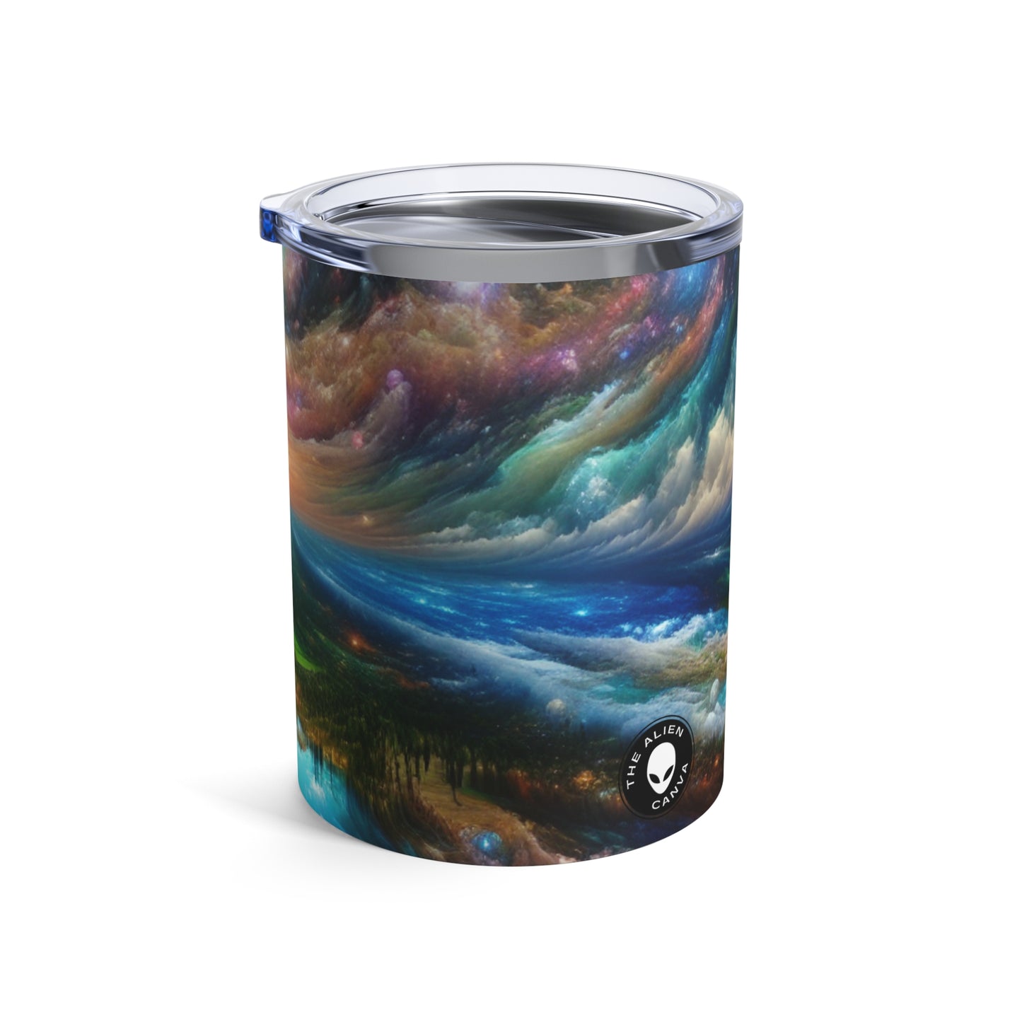 "Patchwork galáctico: un paisaje surrealista" - Vaso Alien de 10 oz