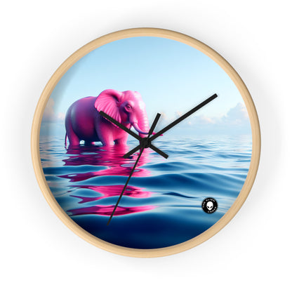 "El elefante rosa en el mar azul profundo" - The Alien Wall Clock Un elefante rosa flotando en el océano