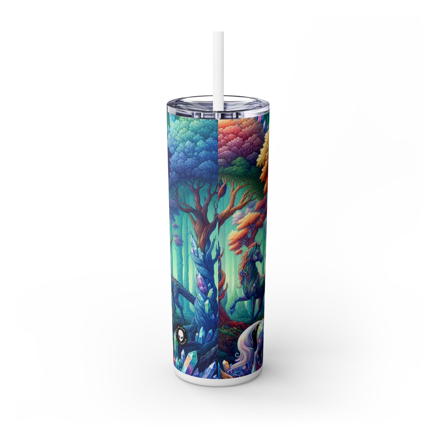 "Bosque de Cristal: Reino de Seres Míticos" - Vaso Skinny con Pajita de 20oz de The Alien Maars®