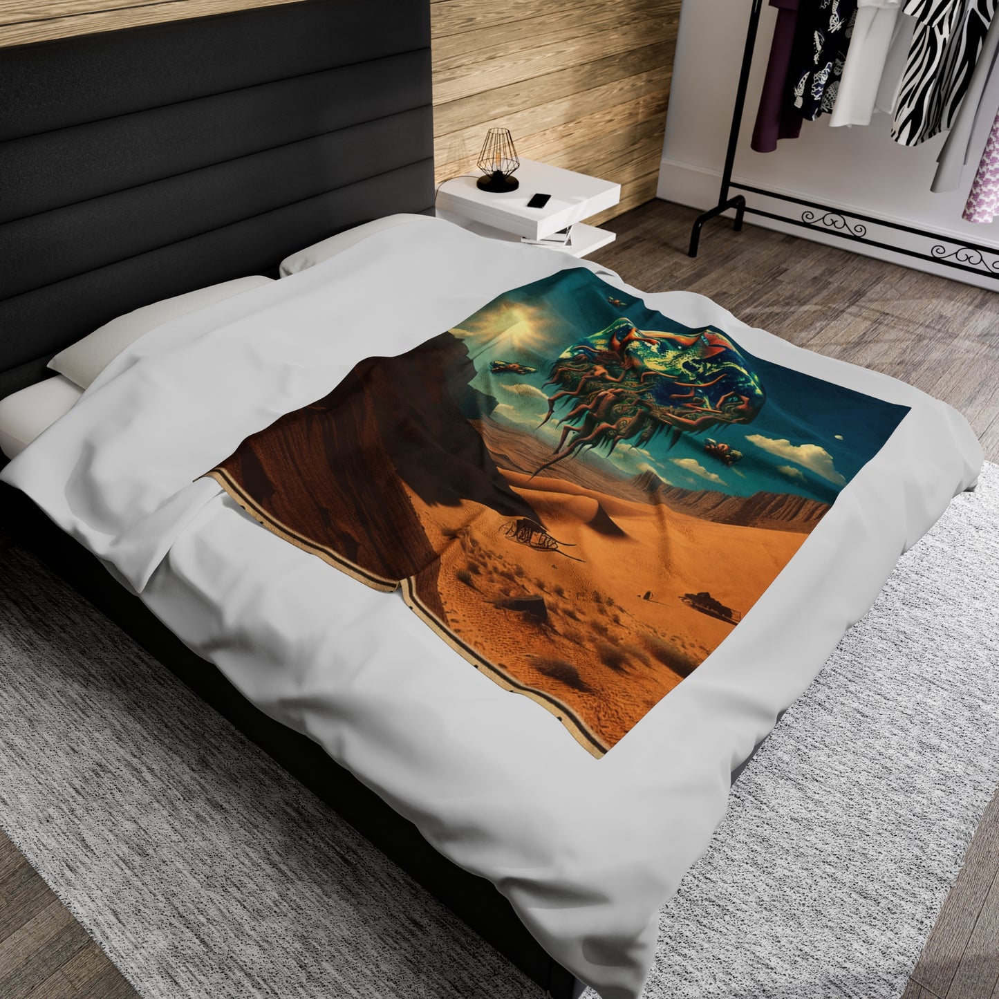 "Uprising in the Outback" - The Alien Velveteen Plush Blanket Surrealism Style