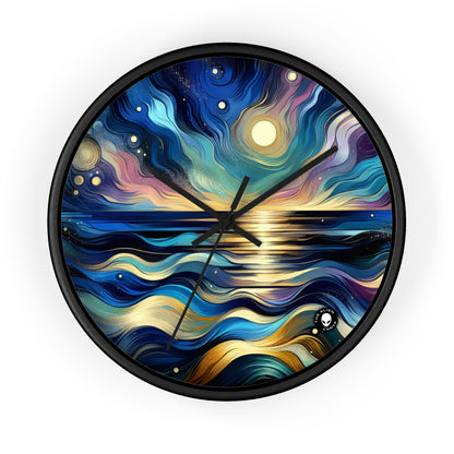 "Midnight Majesty: Abstract Ocean Reflections" - The Alien Wall Clock