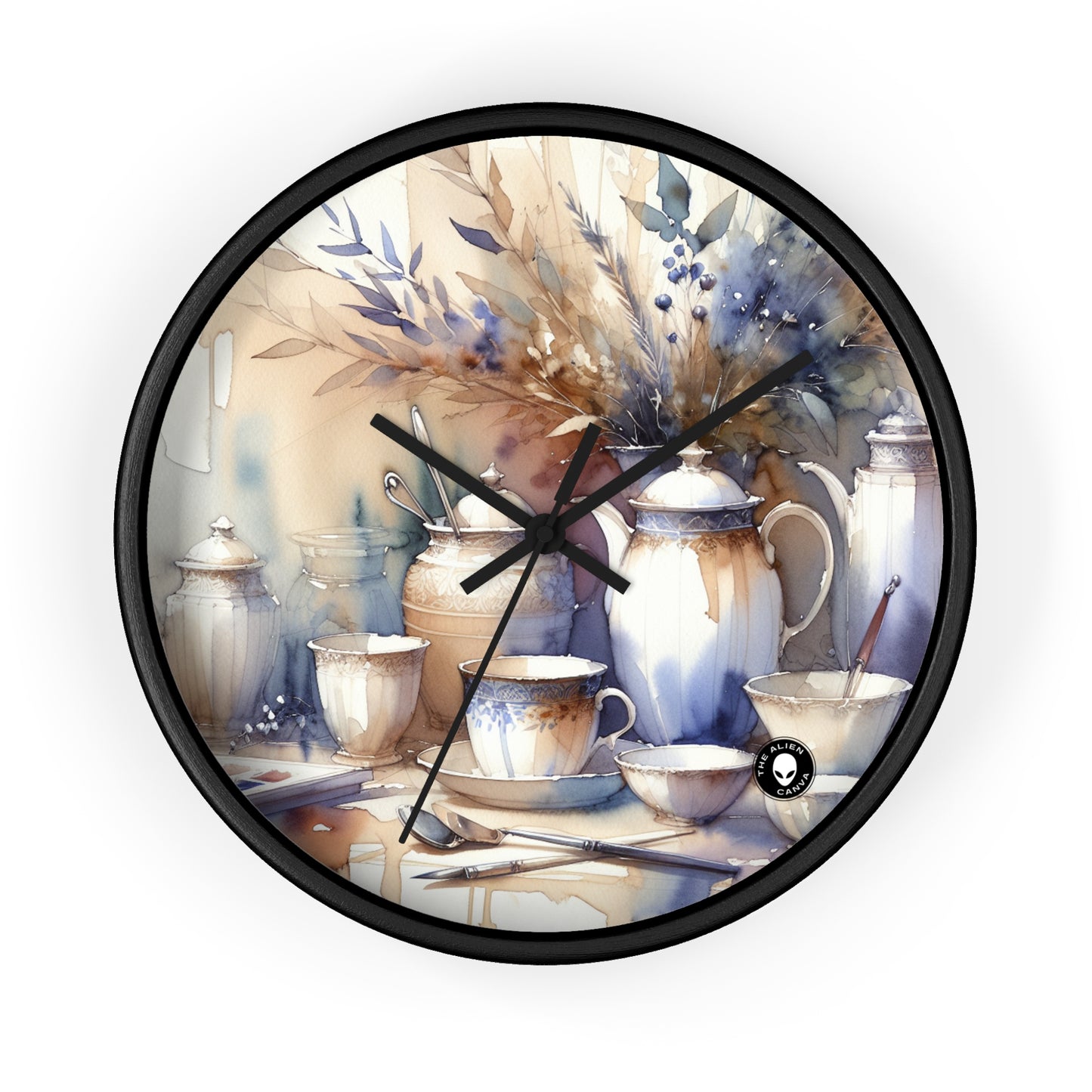 "A Tranquil Sunset by the Riverside" - The Alien Wall Clock Watercolor Painting