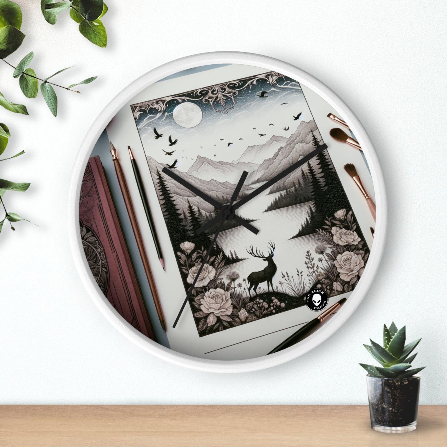 "Twilight Serenity: A Romantic Landscape" - The Alien Wall Clock Romanticism