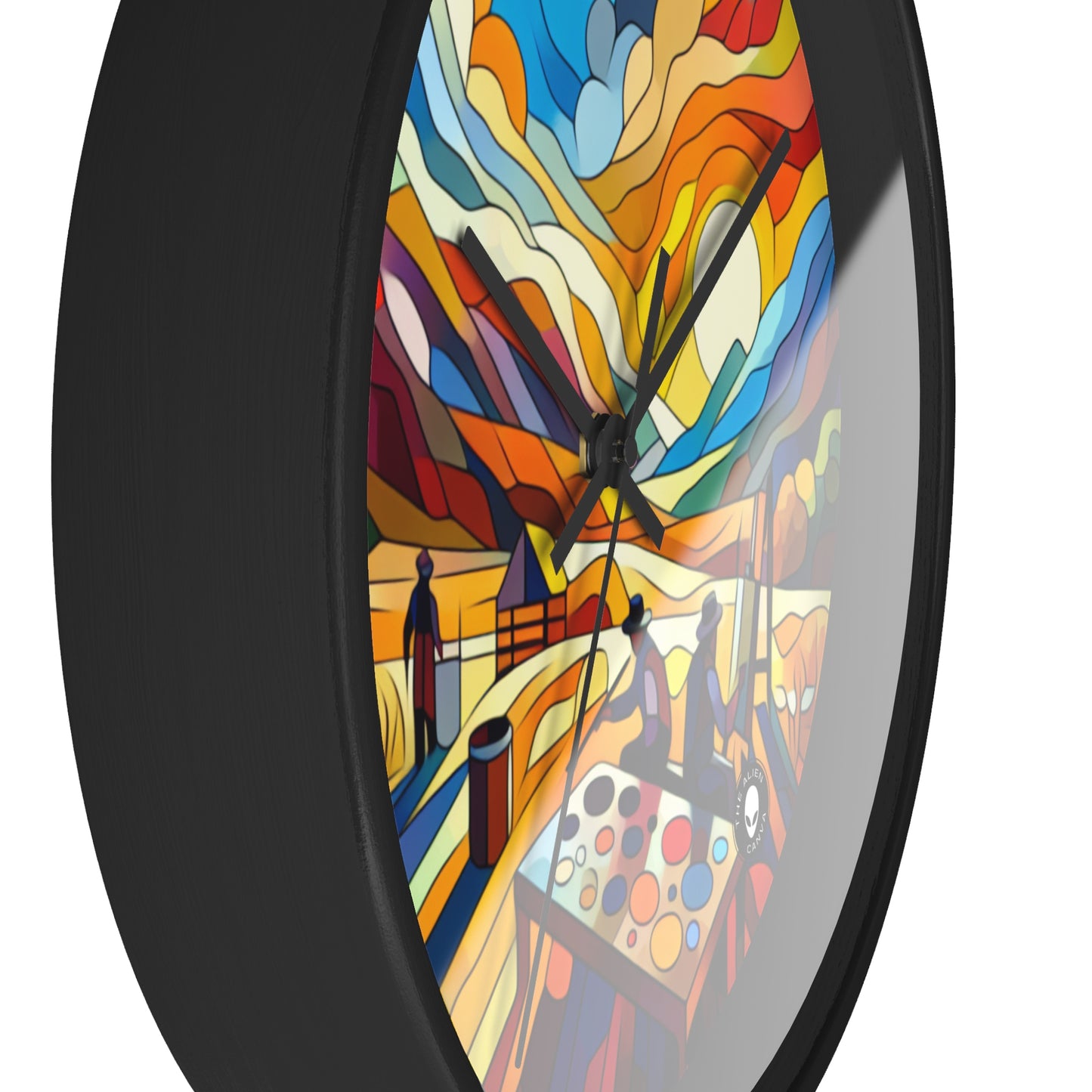 "Futuristic Neon Cityscape" - The Alien Wall Clock Hard-edge Painting