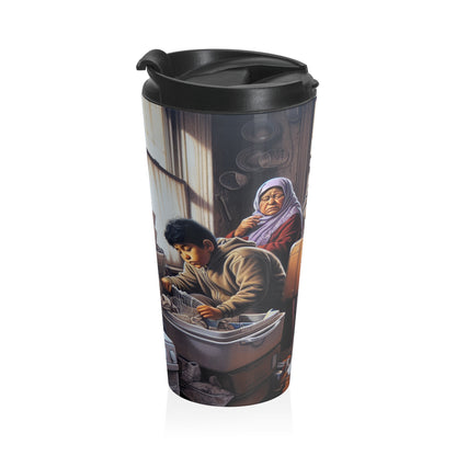 "Uprooted: A Portrait of Displacement" - The Alien Stainless Steel Travel Mug Social Realism