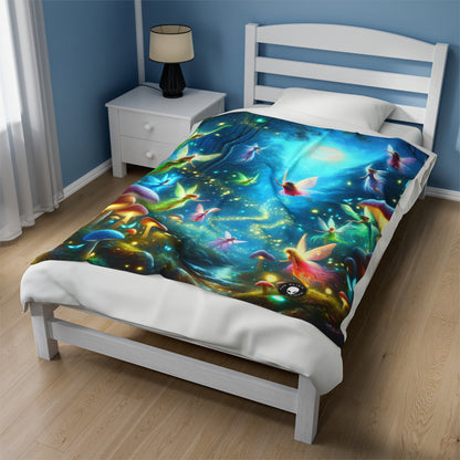 "Fairy Dance in the Glowing Forest" - The Alien Velveteen Plush Blanket