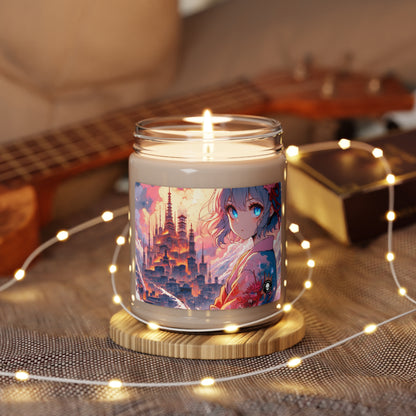 Title: "Swords ablaze: The Elemental Duel" - The Alien Scented Soy Candle 9oz Manga/Anime Art