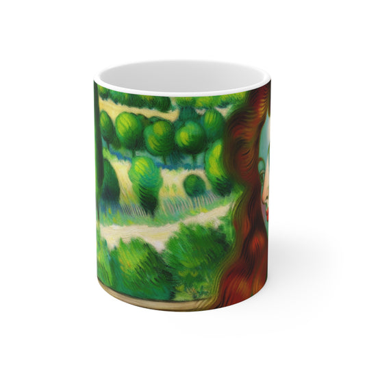 "French Countryside Escape" - The Alien Ceramic Mug 11oz Post-Impressionism Style