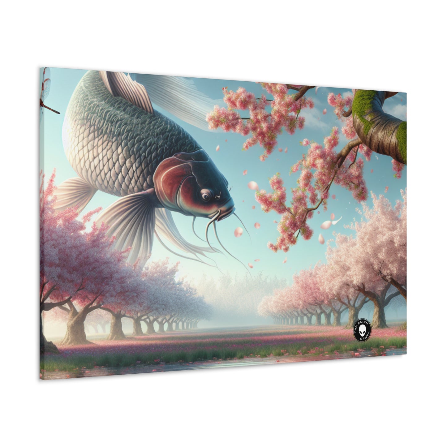 « Poissons koï dans les fleurs de cerisier : la beauté de la nature » ​​– The Alien Canva