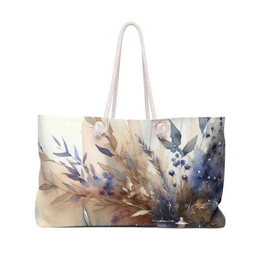 "A Tranquil Sunset by the Riverside" - The Alien Weekender Bag Watercolor Painting