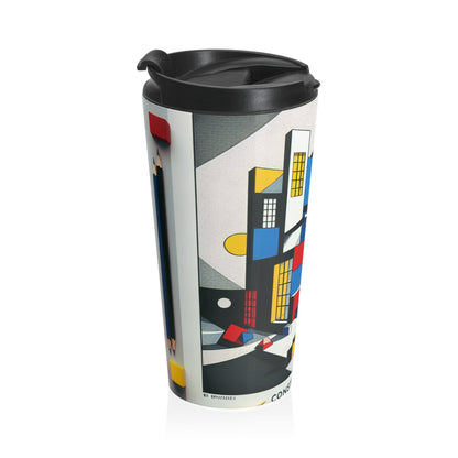 "Techno-Triangles: A Constructivist Exploration of Modern Innovation" - The Alien Stainless Steel Travel Mug Constructivism