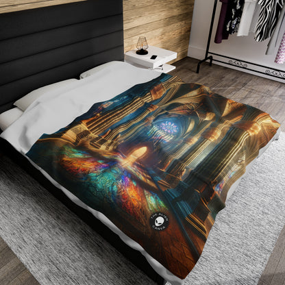 Shadows of the Gothic Cathedral - The Alien Velveteen Plush Blanket Gothic Art